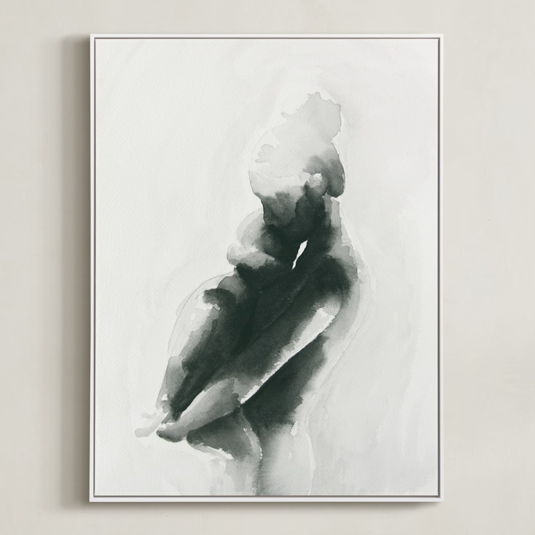 "Mother Embrace Color" - Art Print in Pewter by Kate Ahn - Framed Canvas