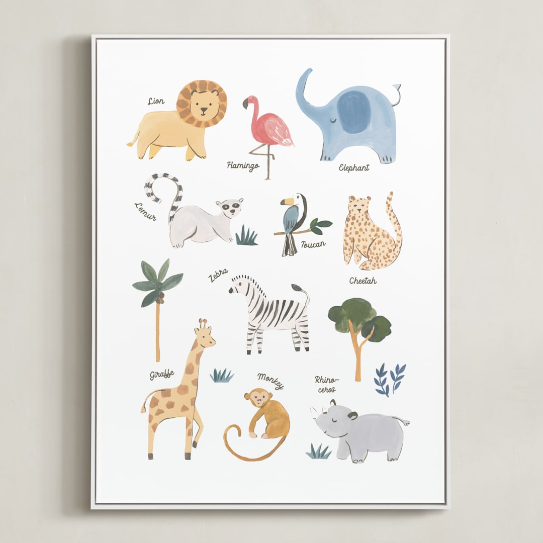 "Safari Friends 1" - Art Print in Safari by Teju Reval - Framed Canvas