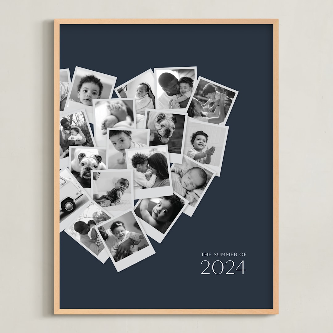 "Modern Heart Snapshot Mix® Cool Tones" - Framed Photo in Midnight Blue by Minted - Framed