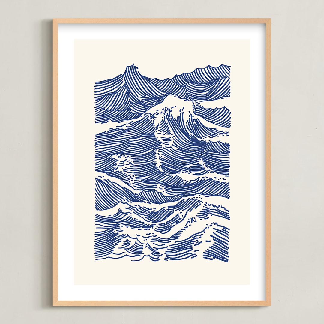 "Catch A Wave" - Art Print in Ultramarine by Kym Fulmer - Framed