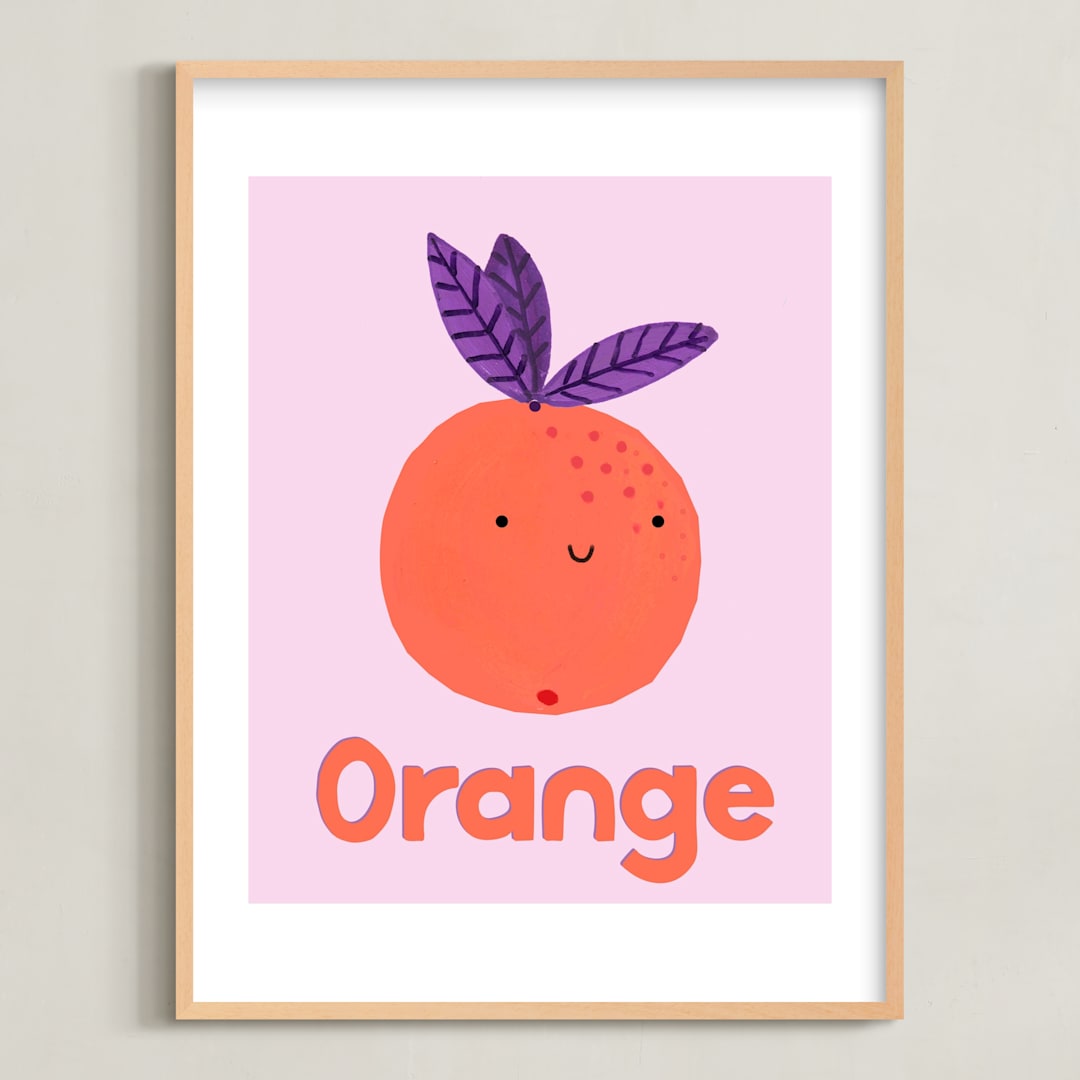 "My Fruity Family II" - Art Print in Light Pink by Marta Crea - Framed