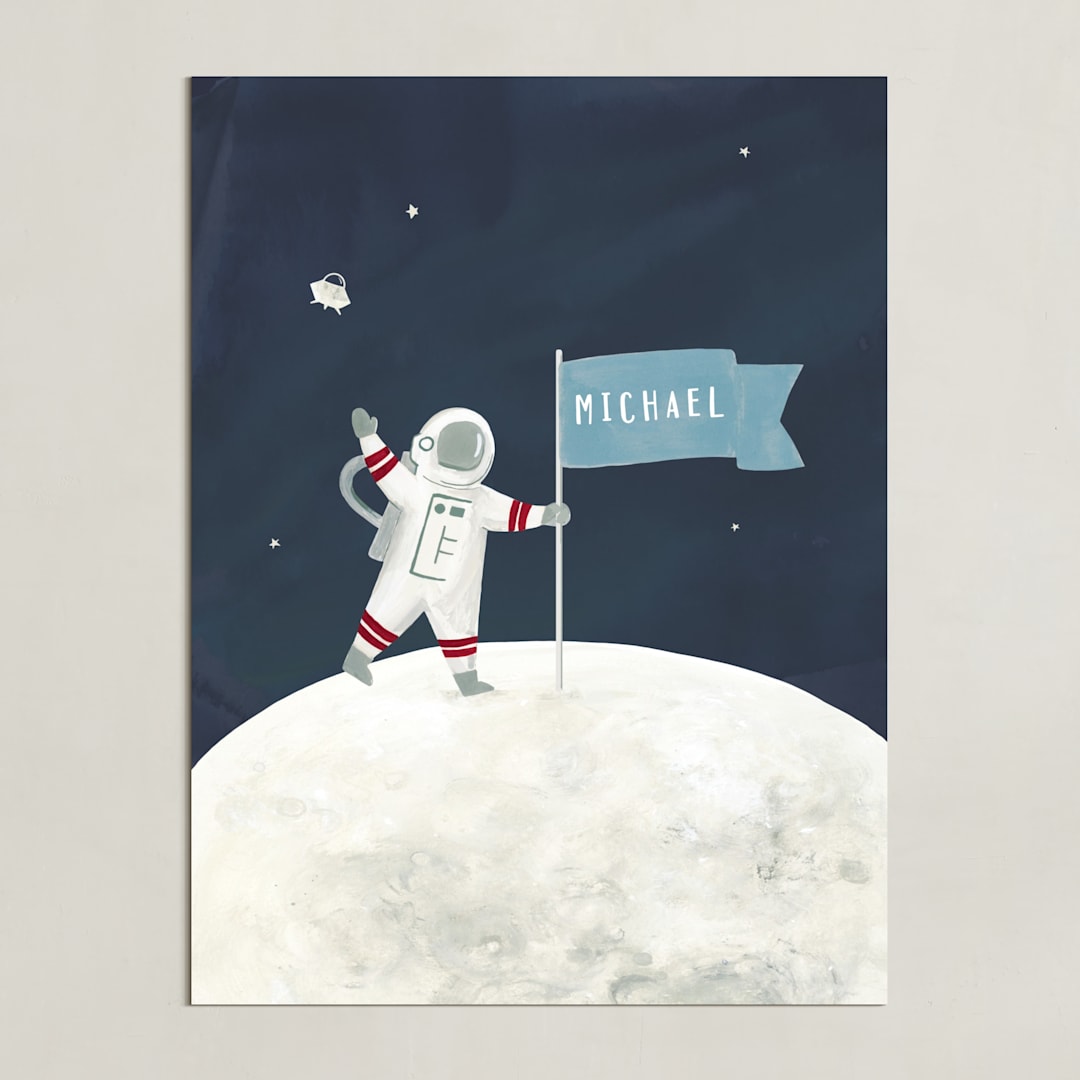 "Love You to The Moon" - Personalized Art Print in Space by Teju Reval - Unframed