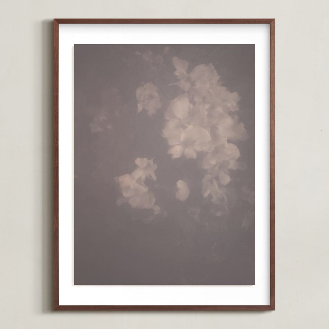 "Hazed Florals 1" - Art Print in Dusty Burgundy by Baumbirdy - Framed