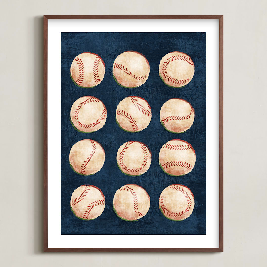 "Dinger 1 Spin Cycle" - Art Print in Navy by Kamala Nahas - Framed