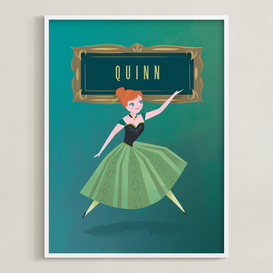 "Anna's Frame from Disney's Frozen" - Personalized Art Print in Sage by Lori Wemple - Framed