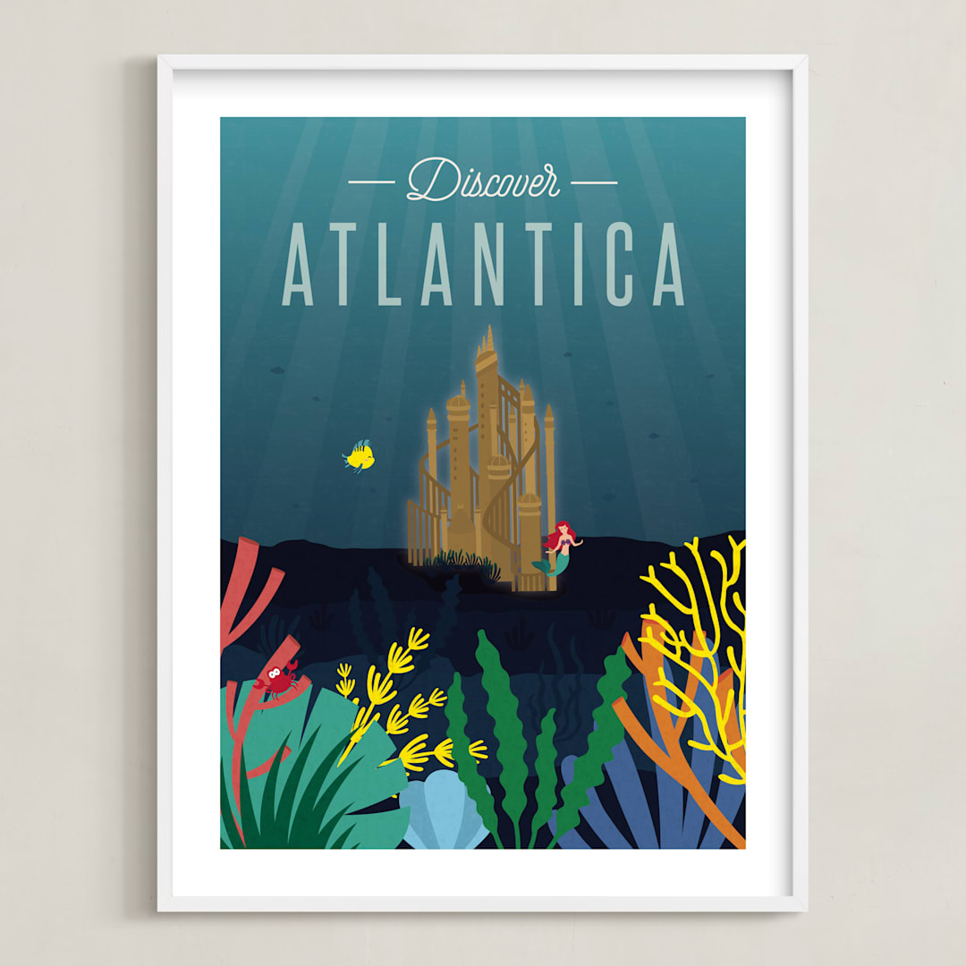 "Discover Atlantica" - Art Print in Deep Sea by Erica Krystek - Framed