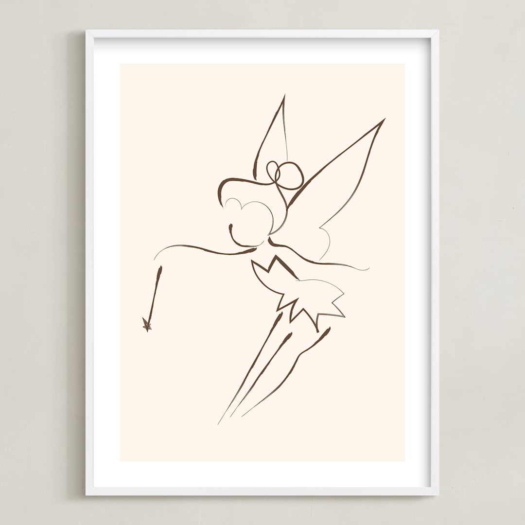 "Tinkerbell's Magic" - Art Print in Cream by Teju Reval - Framed