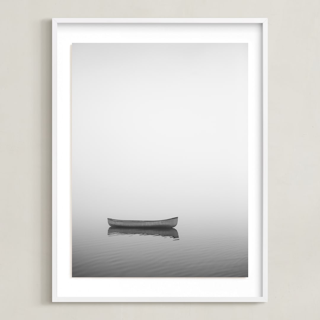 "Solitude In Fog II" - Art Print in Grey Sea by Jennifer Morrow - Framed