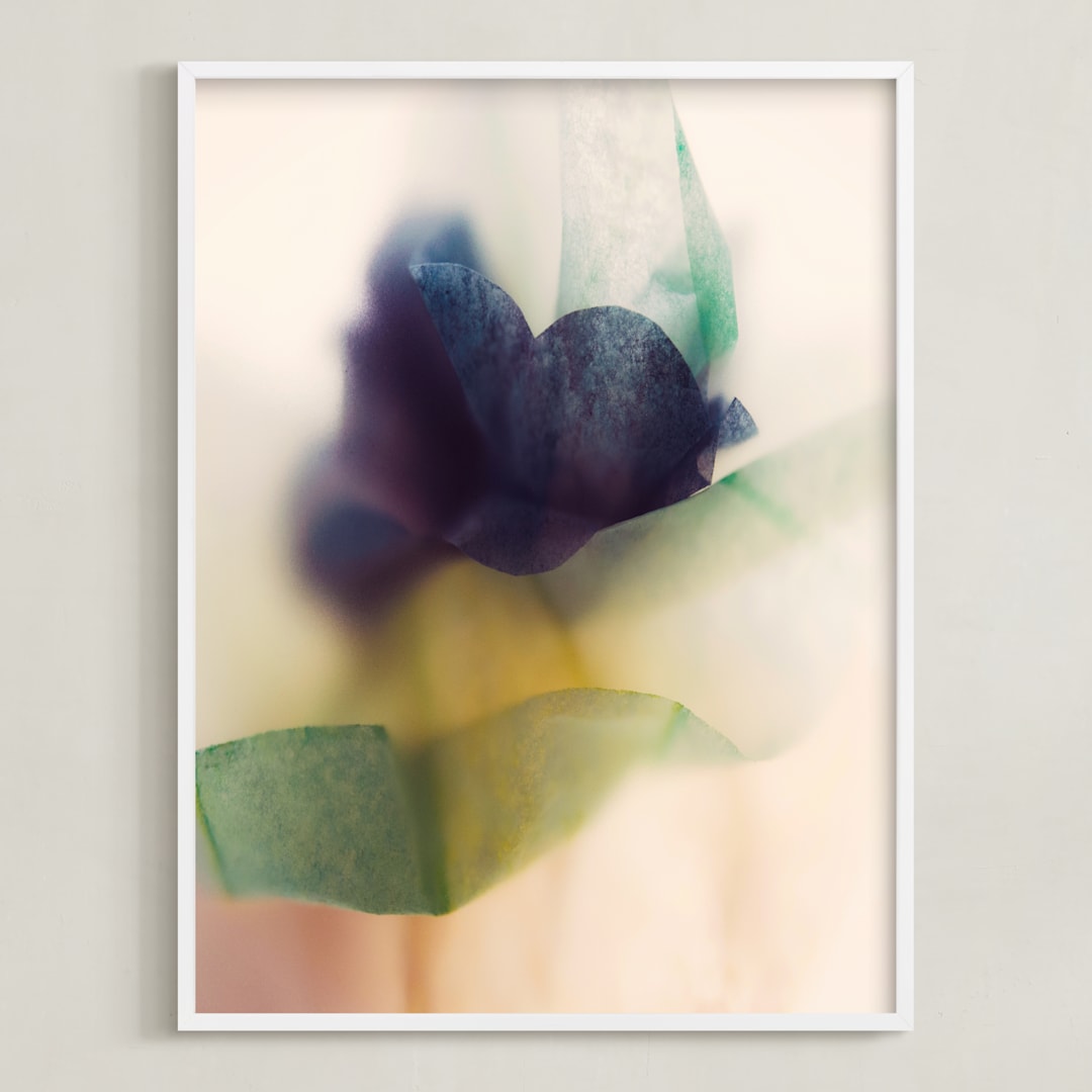 "Blue Flower" - Art Print in sapphire blue by Karen Kardatzke - Framed