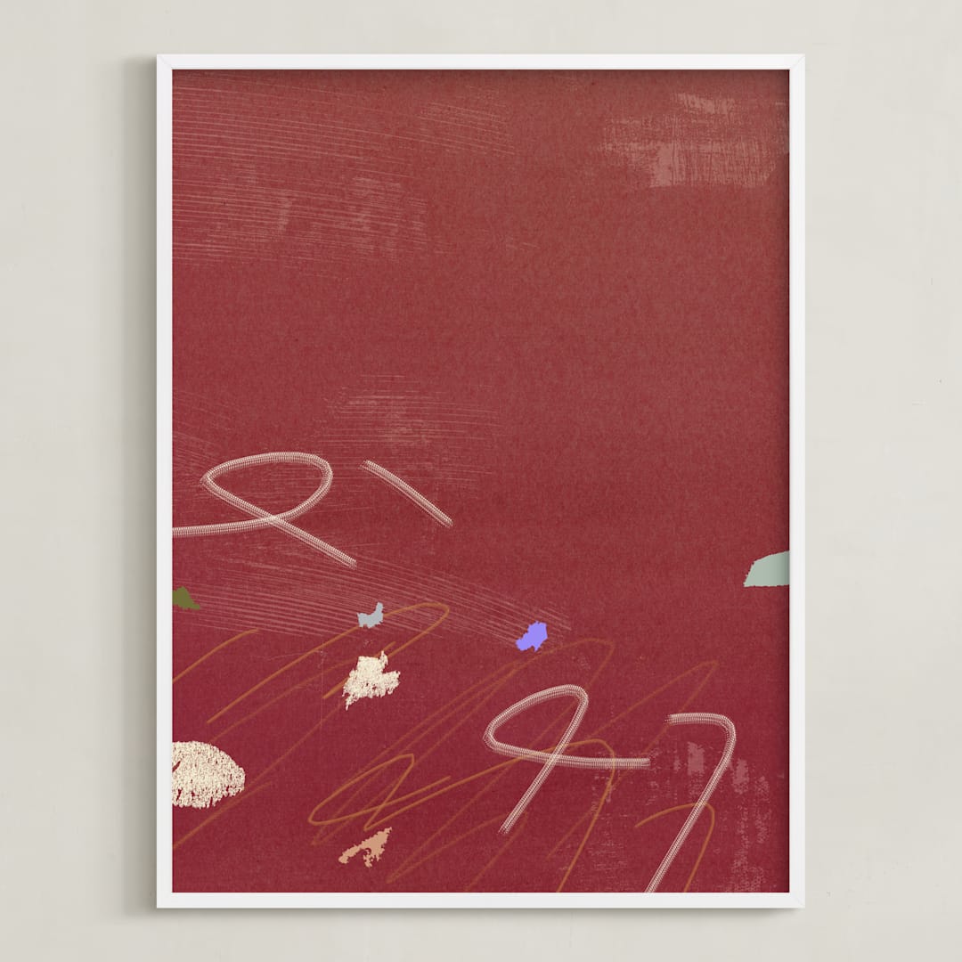 "Room Eleven 1" - Art Print in Crimson Red by Shiho Whitehead - Framed