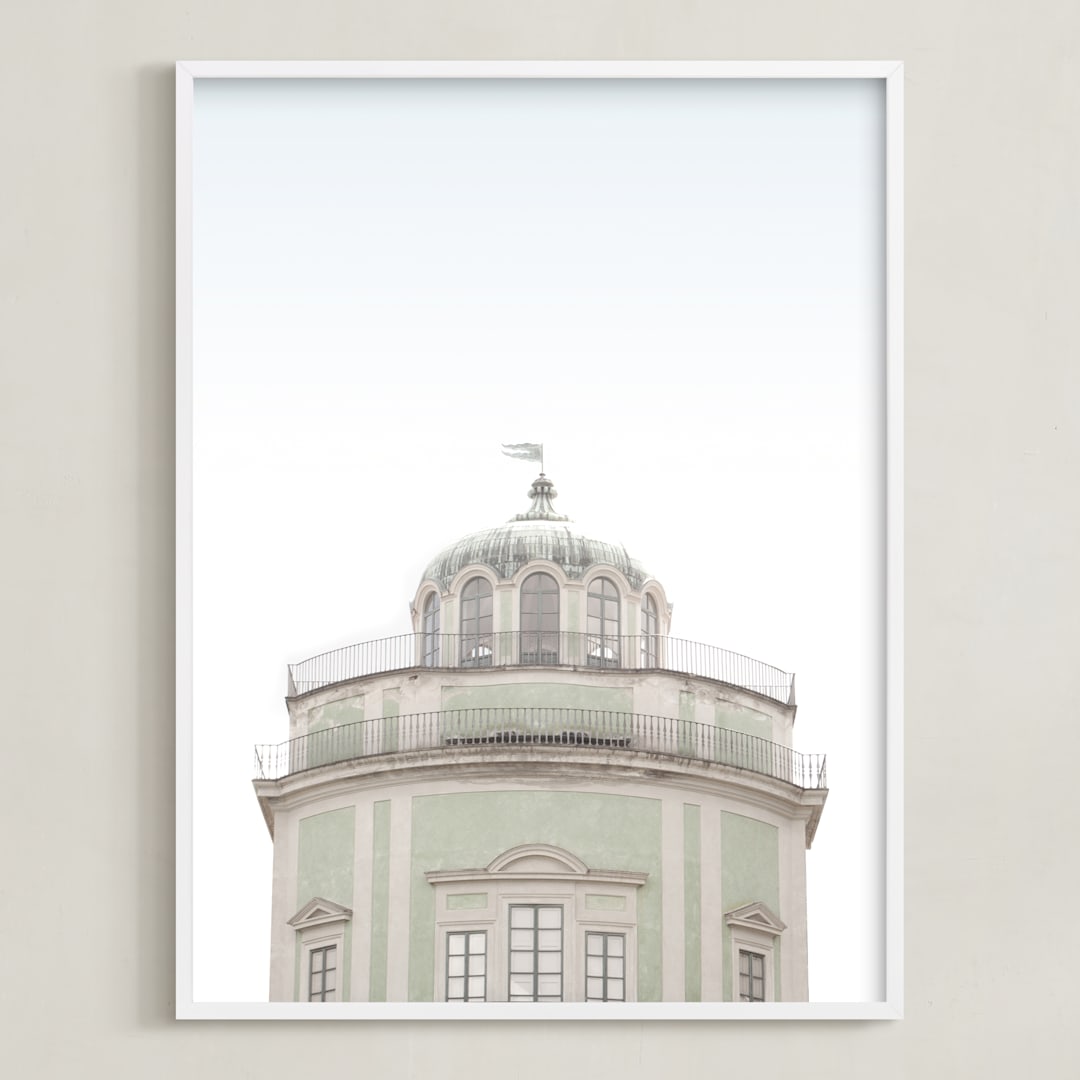 "Castle in the Sky" - Art Print in Mint by Laura Bercovich - Framed