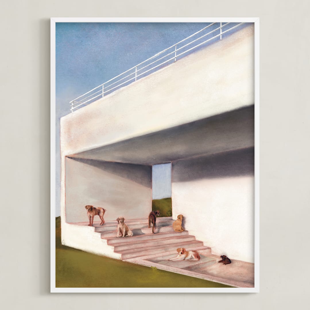 "Leisure, Interrupted" - Art Print in Sky Blue by Jordan M Gentry - Framed