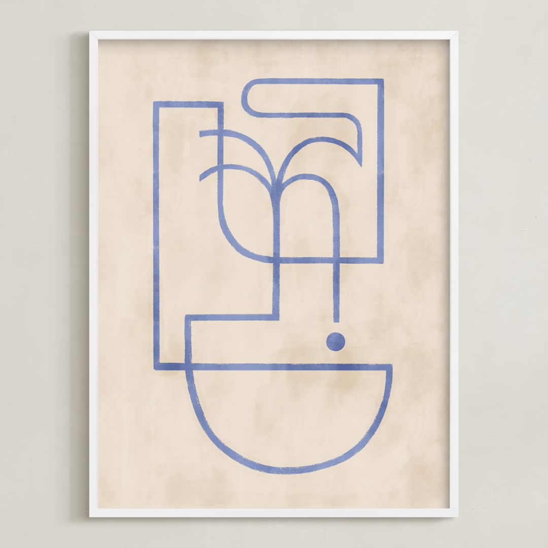 "Through My Window I" - Art Print in soft blue by Pati Cascino - Framed