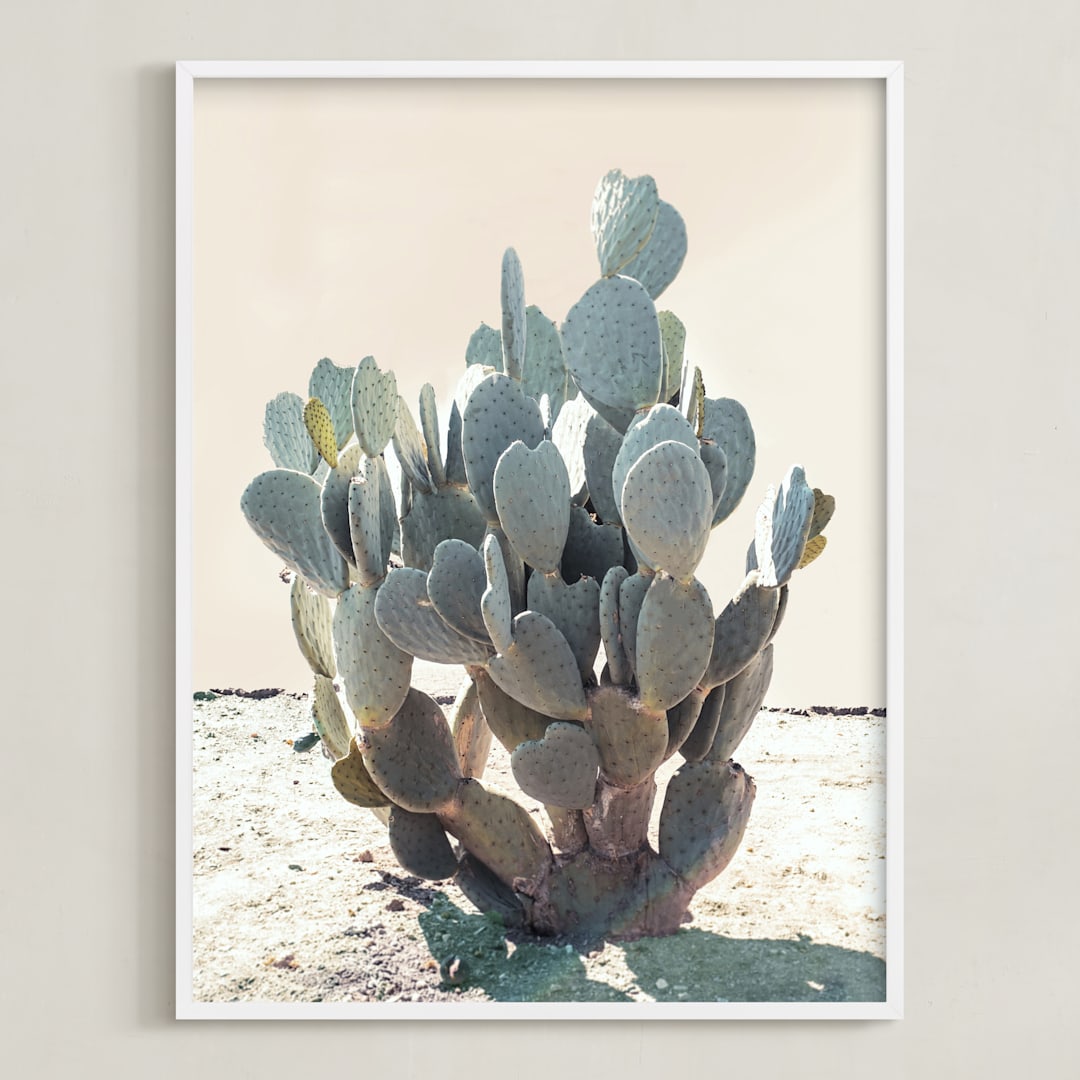 "Blue Cactus" - Art Print in Desert Blue by Wilder California - Framed