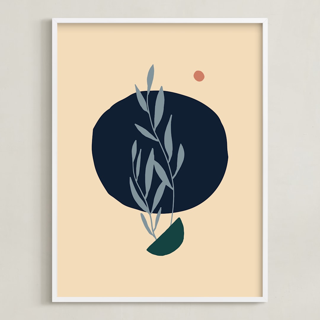 "Misha" - Art Print in Cream Navy by Alex Roda - Framed