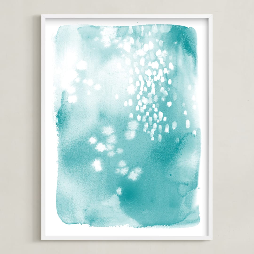 "Swim" - Art Print in Aqua by Julie Song Ink - Framed