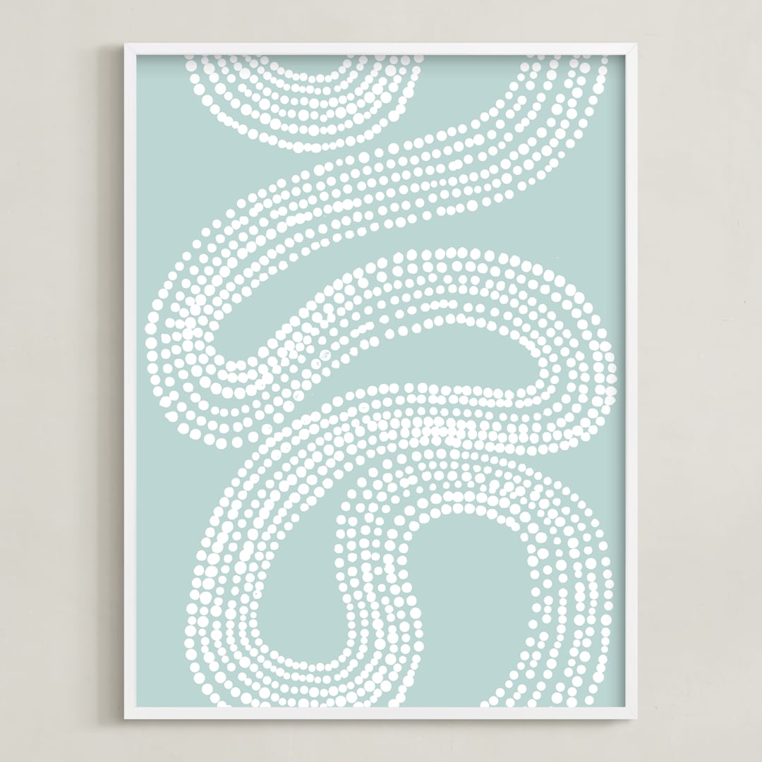 "River of Dots" - Art Print in light blue by Jorey Hurley - Framed