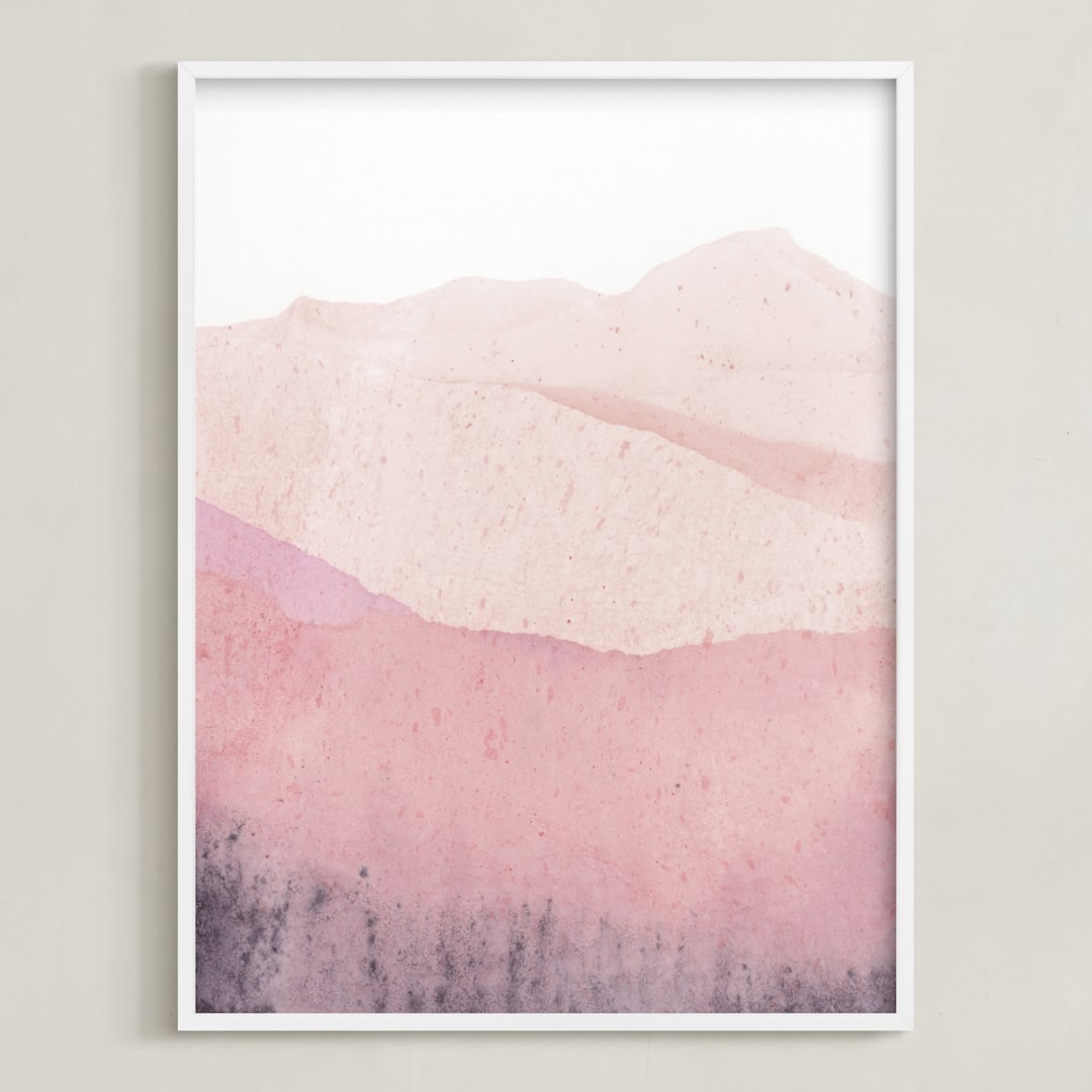 "Mountain Range" - Art Print in Beige Pink by Sadie Holden - Framed