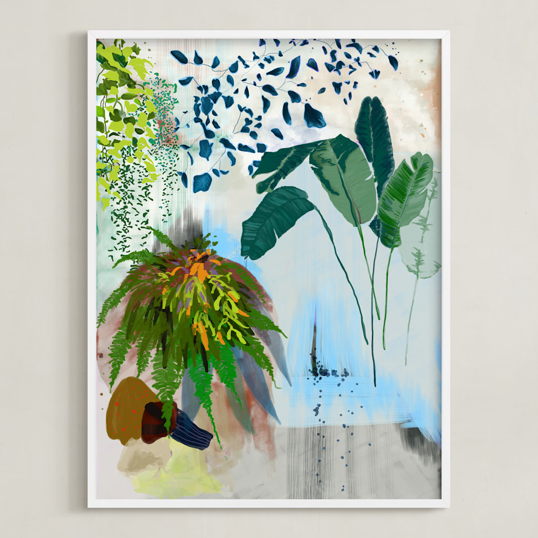"A Composition of Plants" - Art Print in Blue Safari by Yanni Hui - Framed
