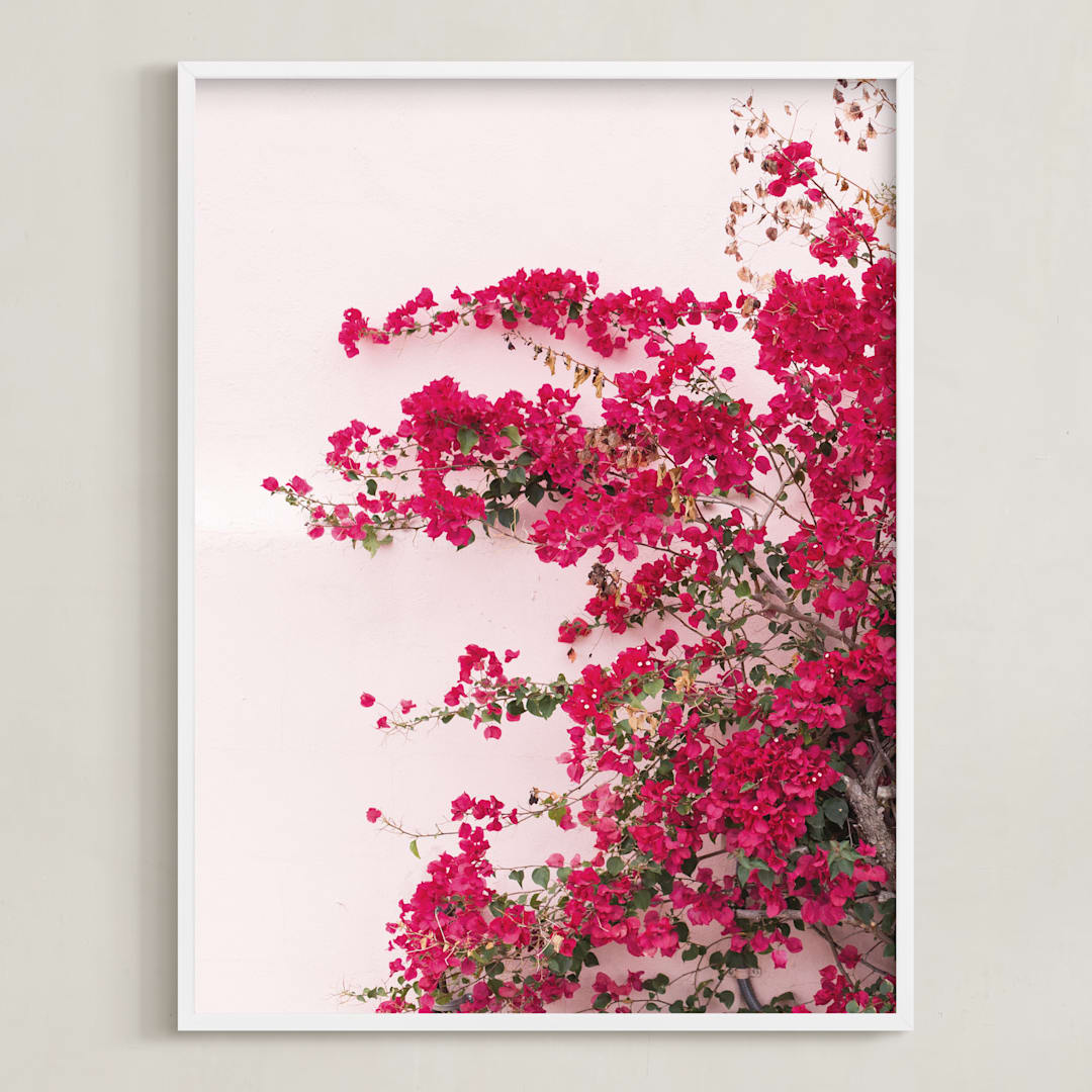 "Bright Bougainvillea" - Art Print in Bright Pink by The One With Wanderlust - Framed