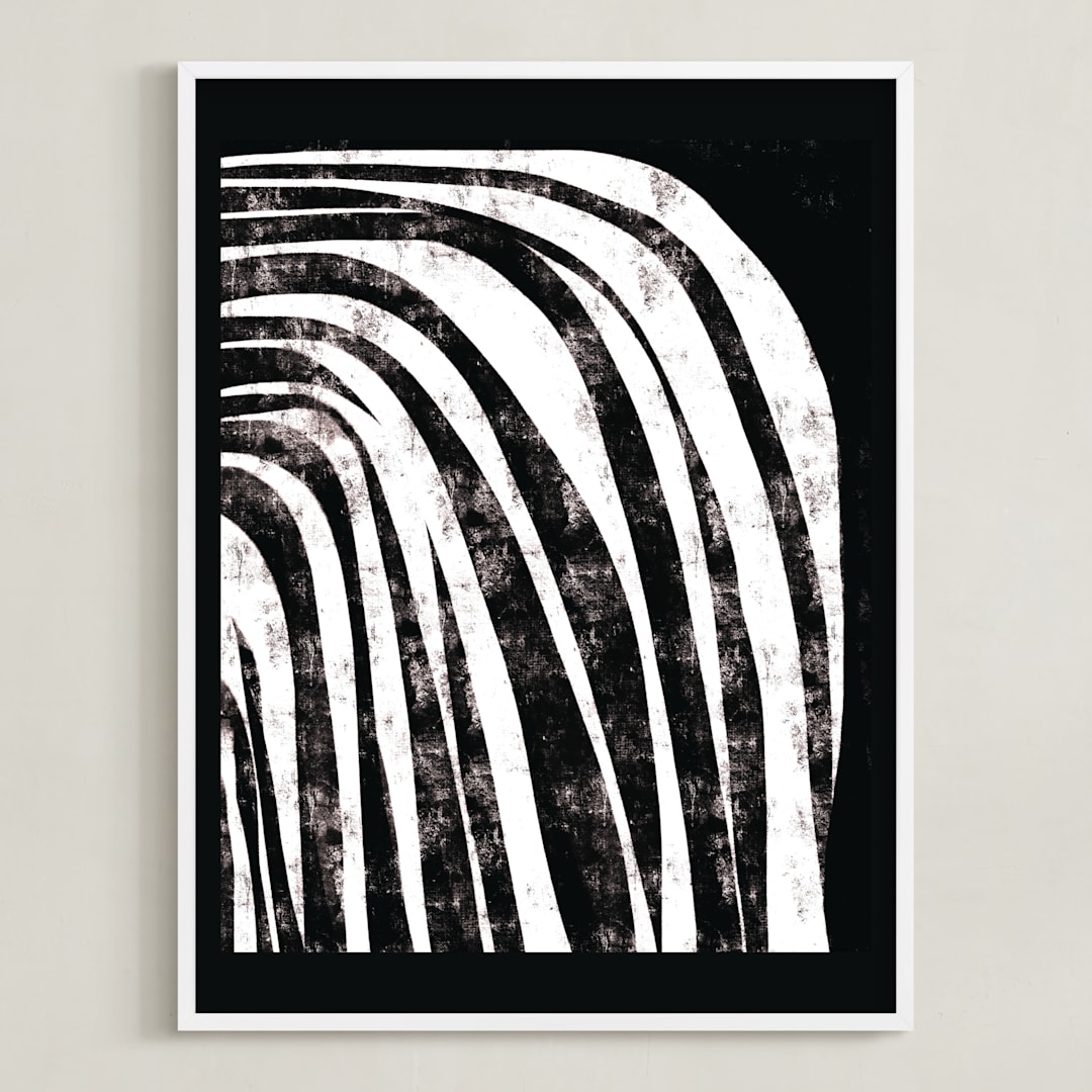 "Waterfall" - Art Print in Charcoal by Leanne Friedberg - Framed