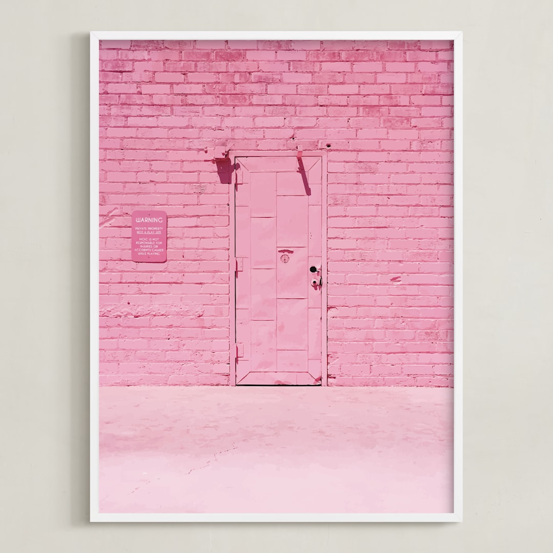 "The Pink Door" - Art Print in Pink by Jenna Gibson - Framed