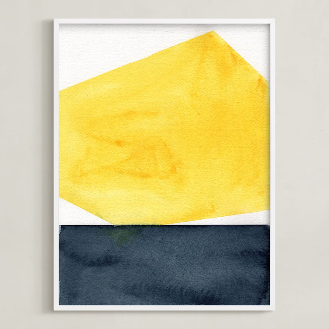 "Rising Sun" - Art Print in White by Celeste Duffy - Framed
