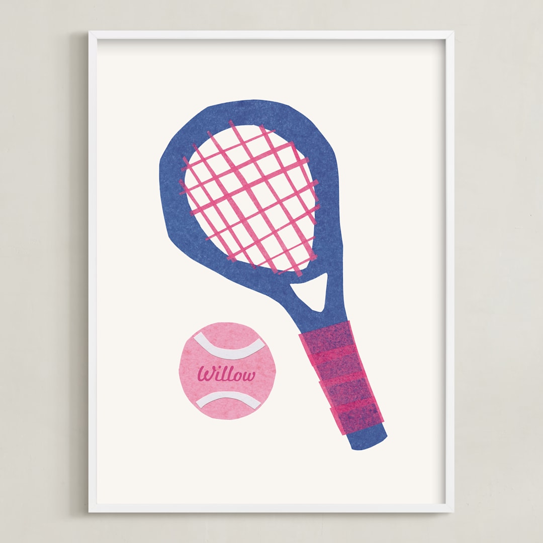 "Electric Sports 1" - Personalized Art Print in Cobalt by Carrie Moradi - Framed