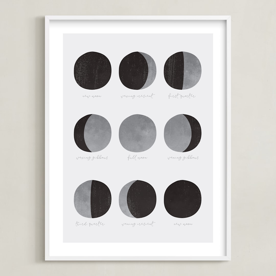 "the lunar cycle" - Art Print in Moon Rock by Dawn Jasper - Framed