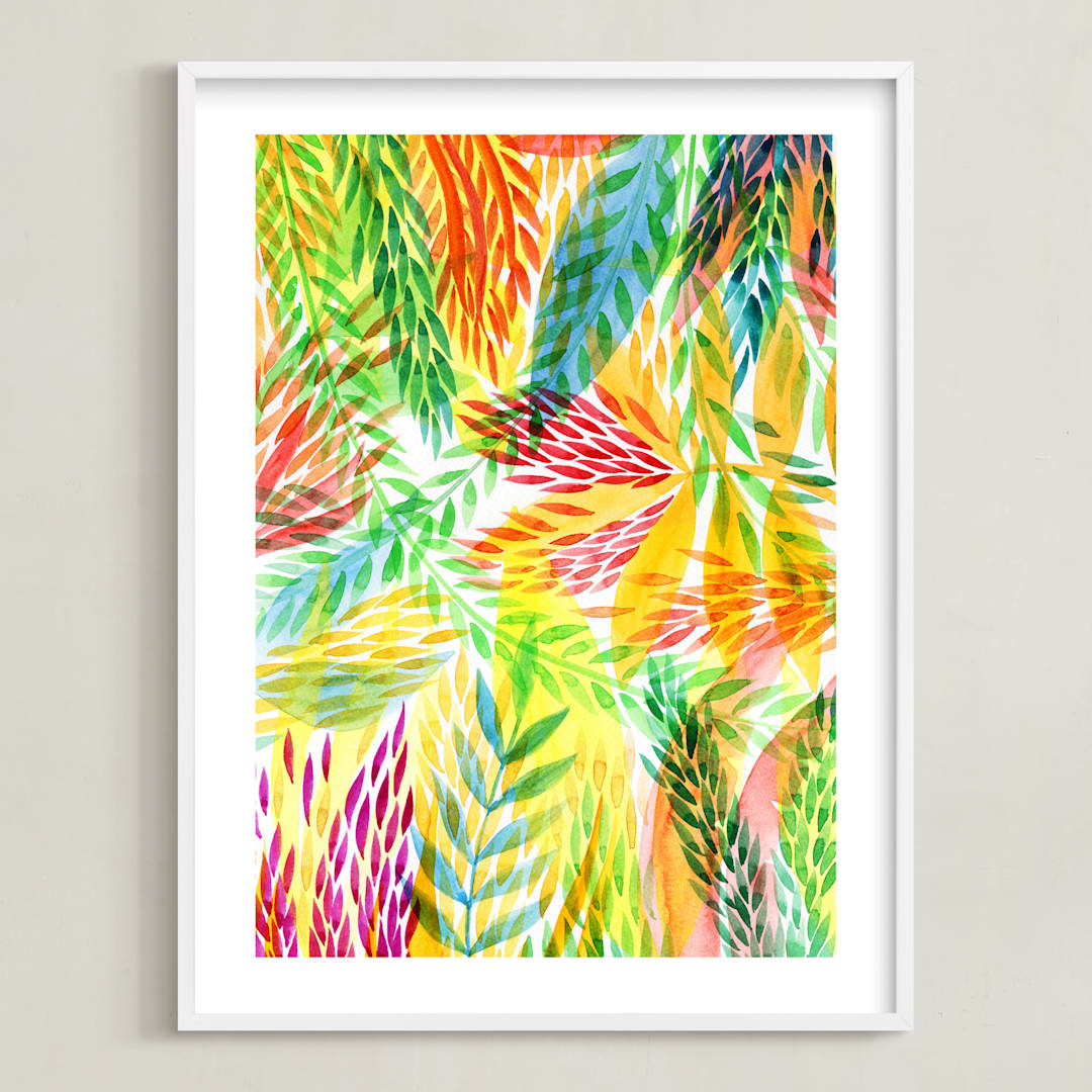"Tropical" - Art Print in Sunny yellow by Alexandra Dzh - Framed