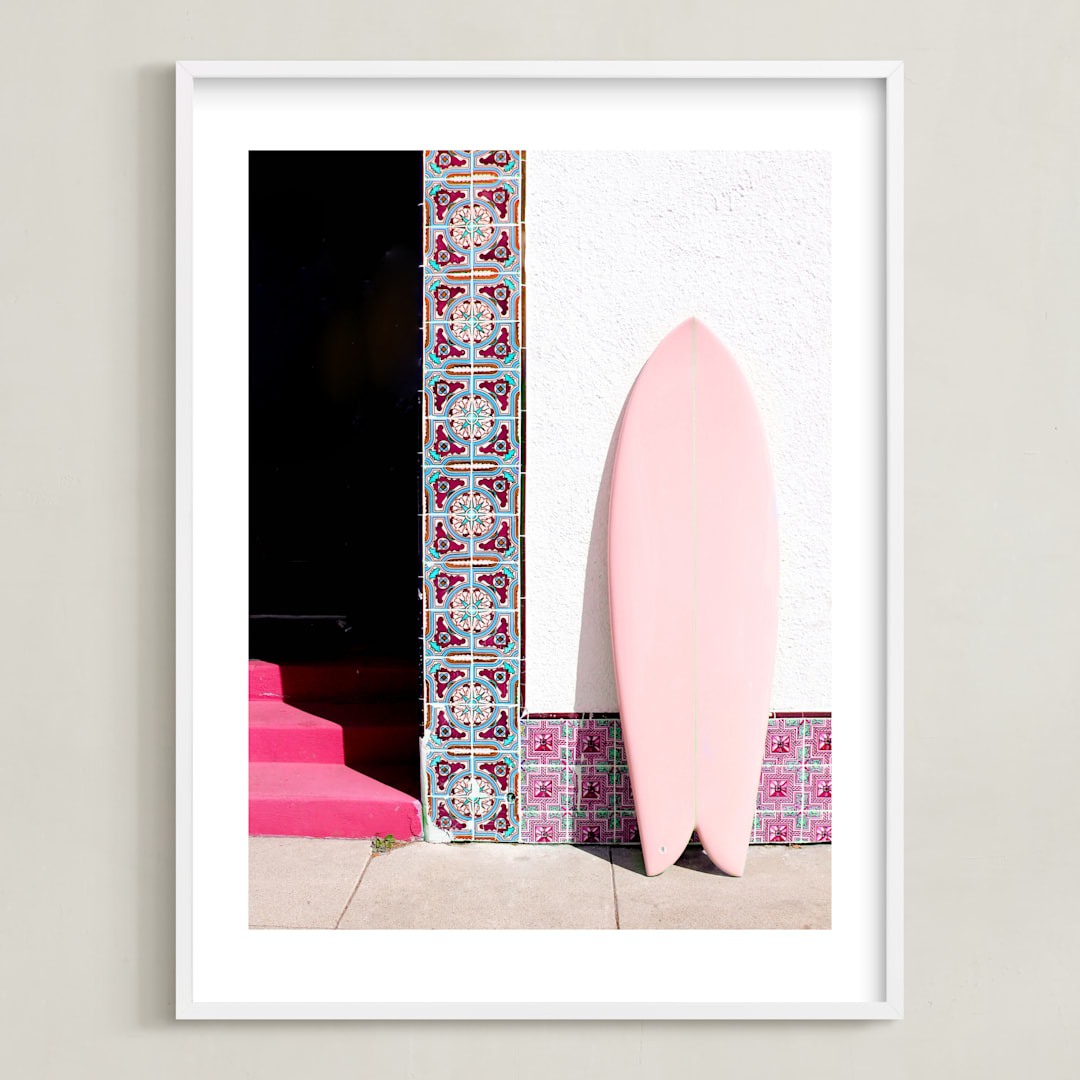"Pink Fish" - Art Print in Pink by Calais A Le Coq - Framed