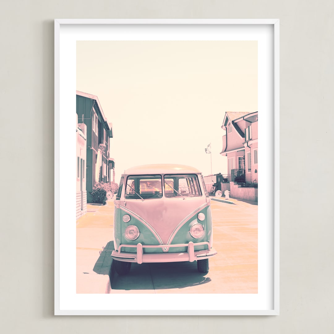 "Retro Times" - Art Print in Retro pink by Caroline Mint - Framed