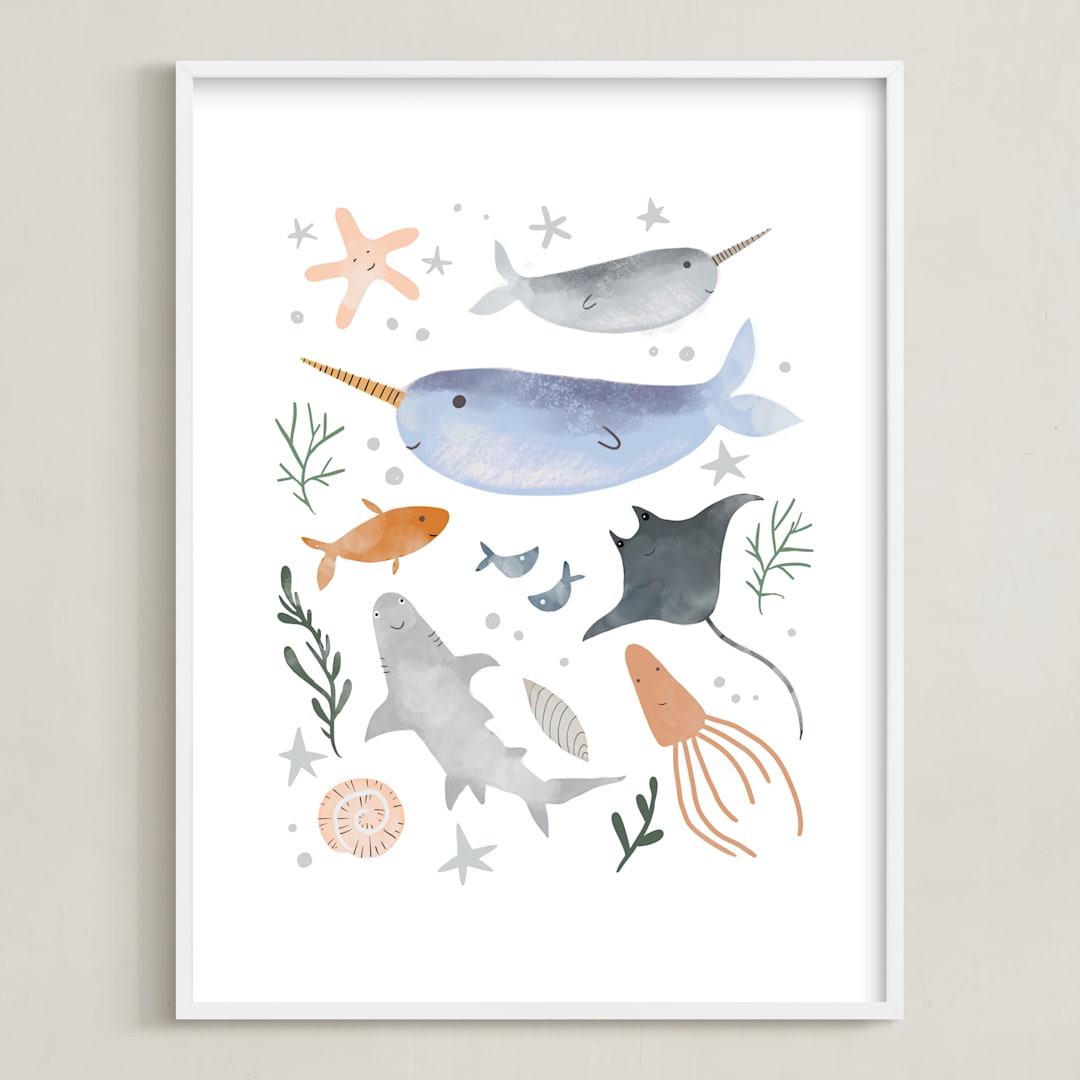 "Sea Life" - Art Print in Ocean by Hannah Williams - Framed