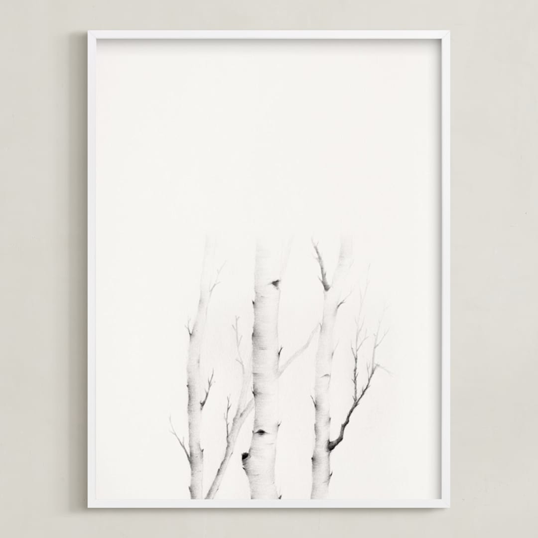 "Mytoi Tree 03" - Art Print in Birch Grey by jinseikou - Framed