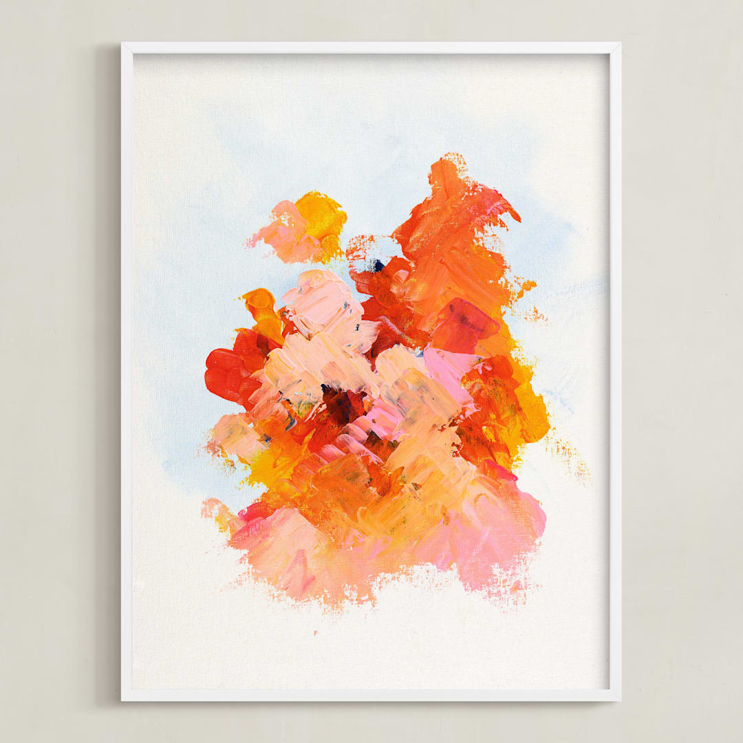 "Bright Pink Abstract Art Print" - Art Print in Hot Pink by Caryn Owen - Framed