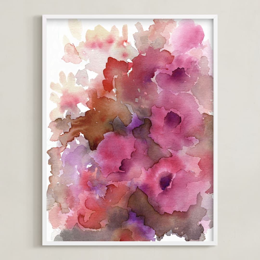 "Graceful Bouquet" - Art Print in rose pink by Amelia Gluba - Framed