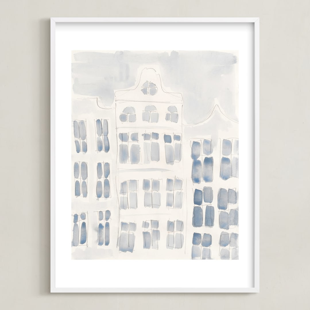 "skyscraper" - Art Print in White by Susanne Kasielke - Framed