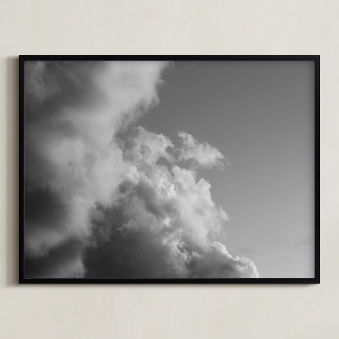 "Stormy Skies" - Art Print in Grey by Claire Duda - Framed