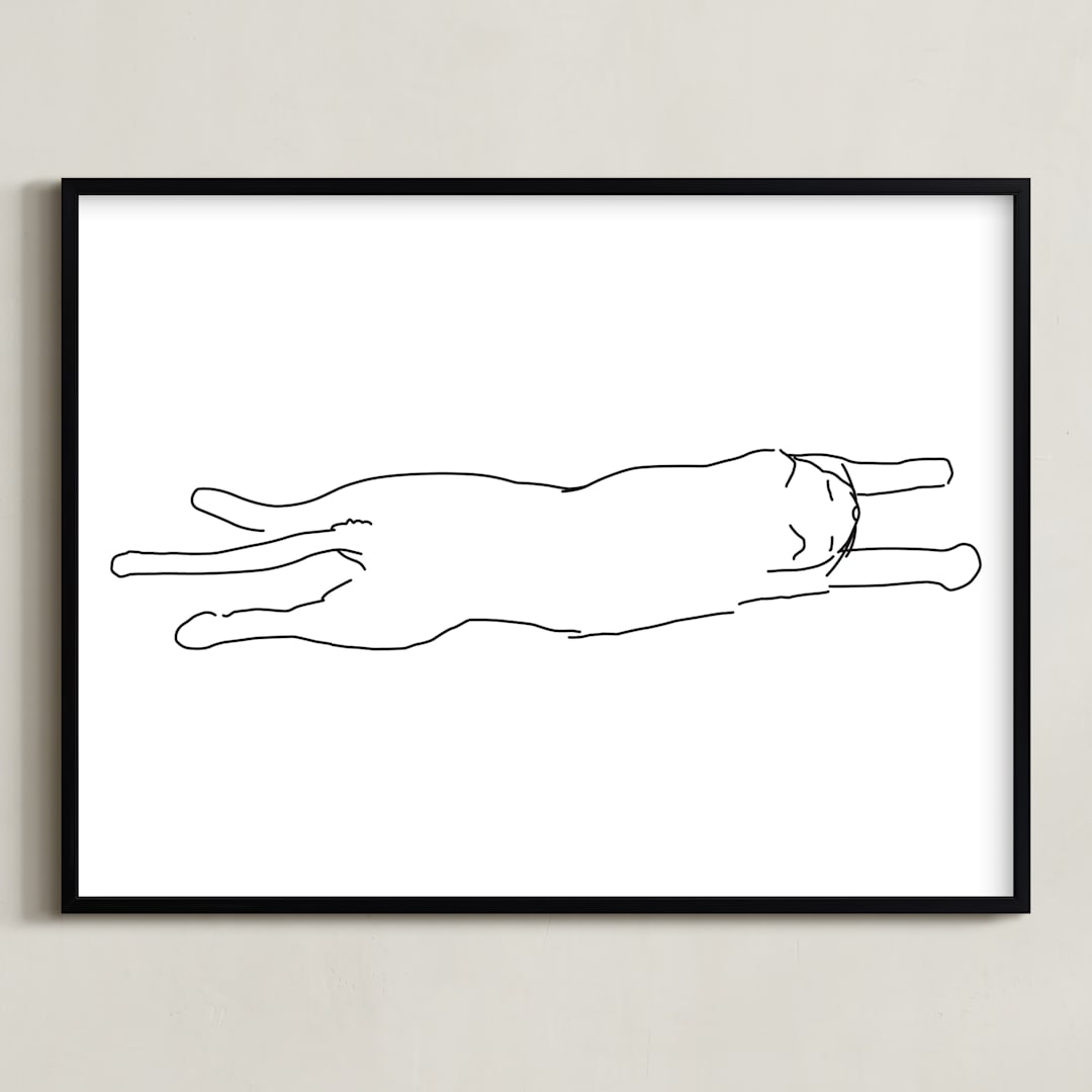 "Sleepy Kitty" - Art Print in White by Tyler Tea - Framed
