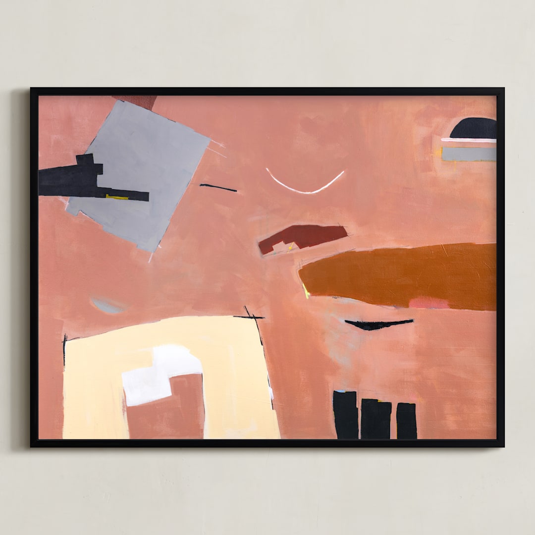 "HEMLOCK & HENNA" - Art Print in salmon by Keren Toledano - Framed