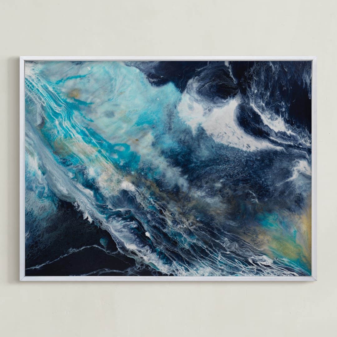 "Oceana" - Art Print in Ocean Blue by Alice Lin - Framed