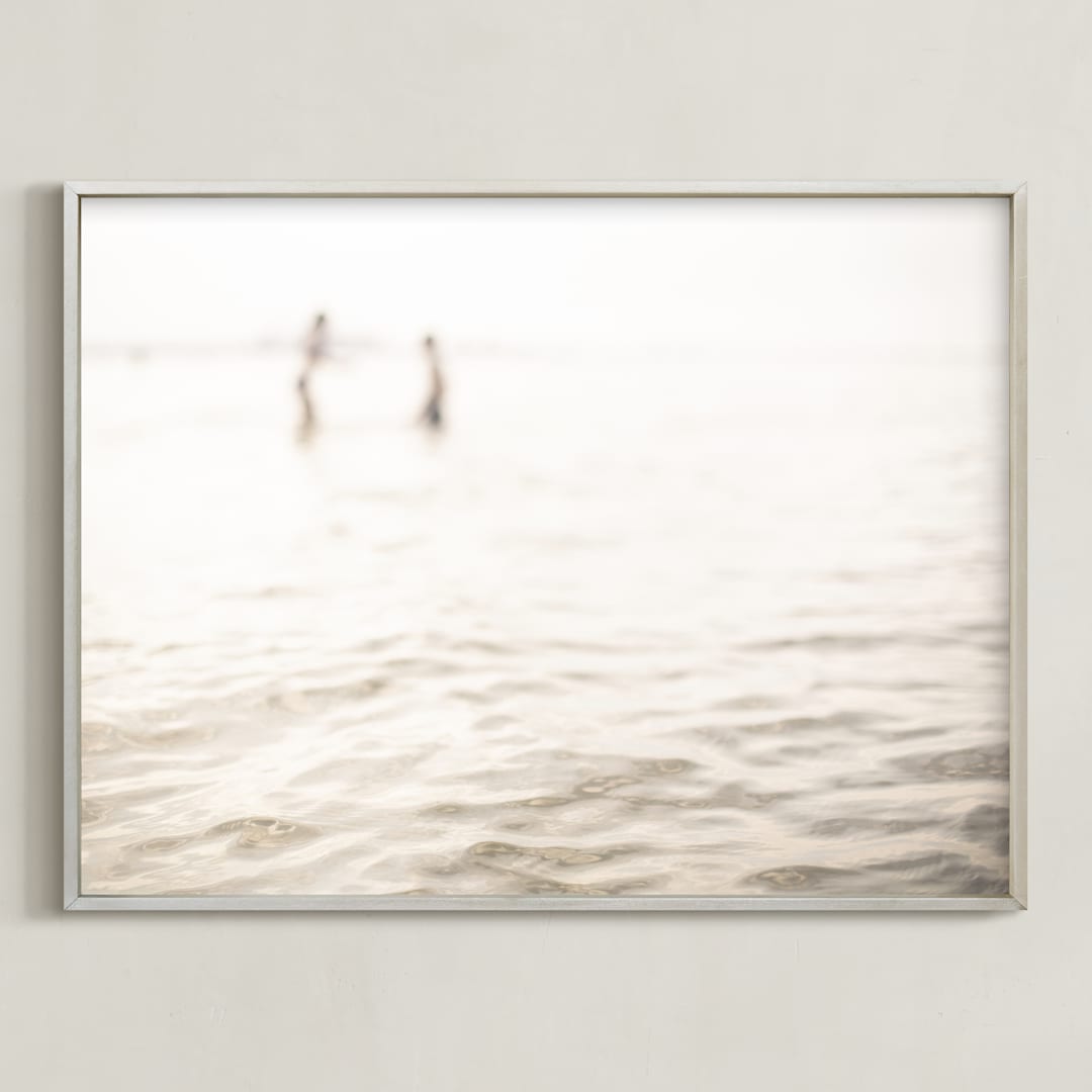 "Neutral wave" - Art Print in Neutral ivory by Lying on the grass - Framed