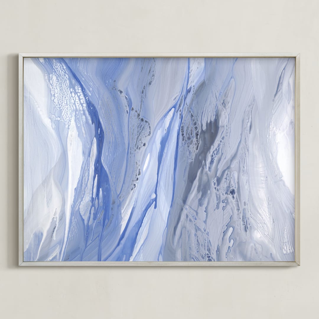 "drenched in blue grey" - Art Print in gery blue by Teodora Guererra - Framed