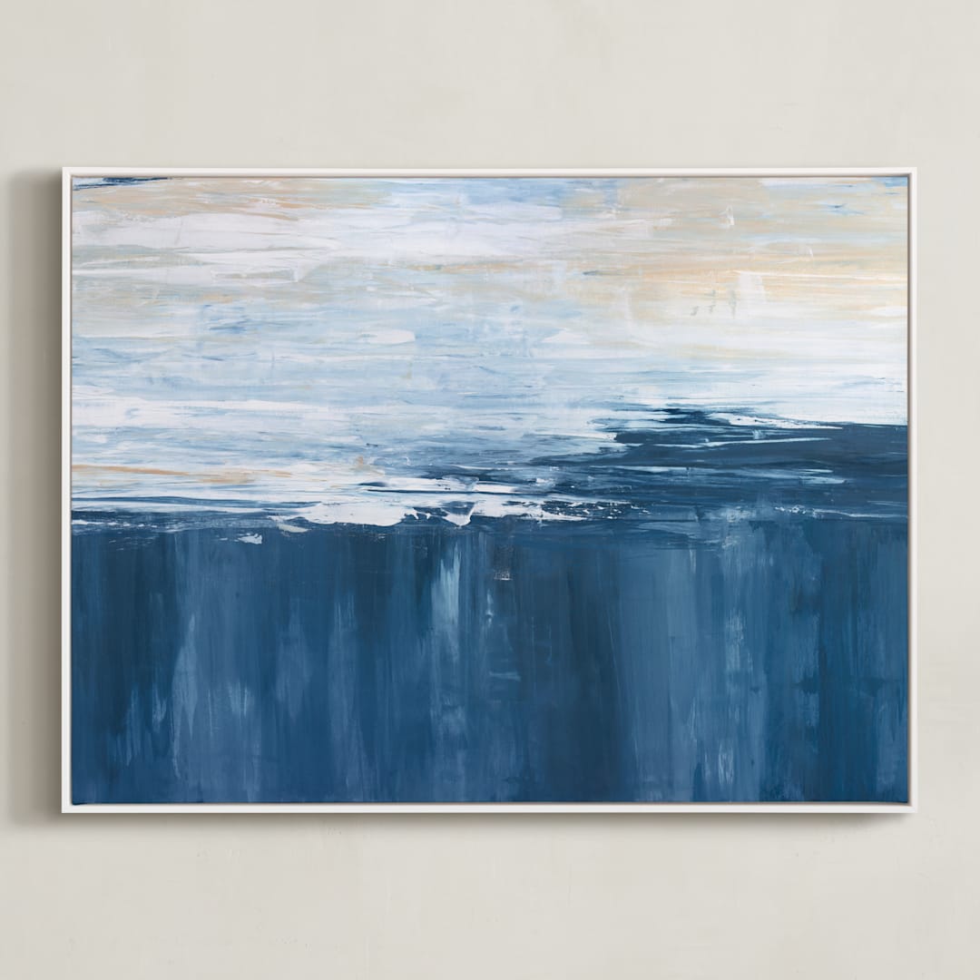"Sweet Deluge" - Art Print in Deep Blue by Julia Contacessi - Framed Canvas