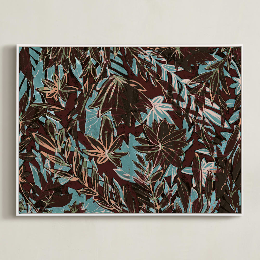 "Over saturated garden" - Art Print in Over blue by Bethania Lima - Framed Canvas