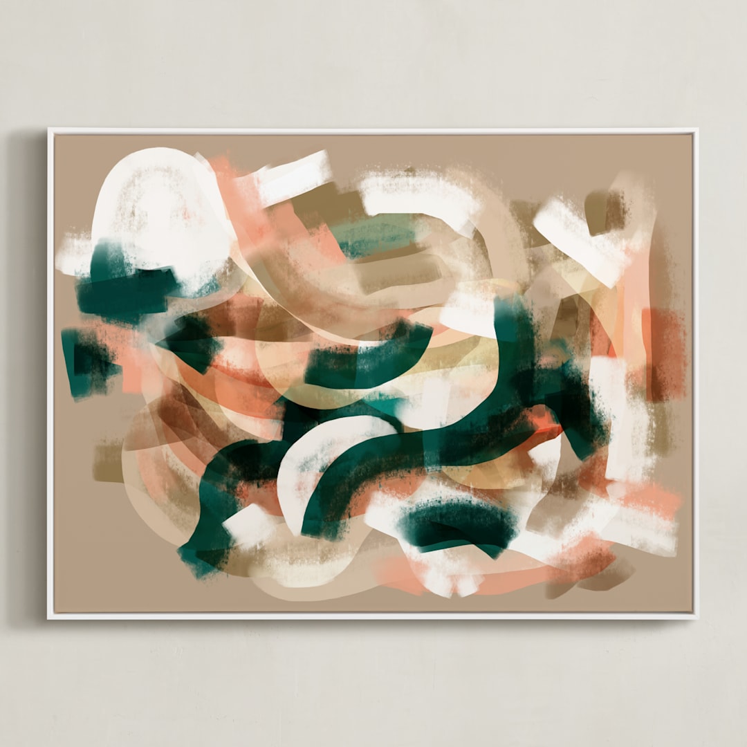 "Afterglow Dimension" - Art Print in Salmon by Zhanet Rosenova - Framed Canvas