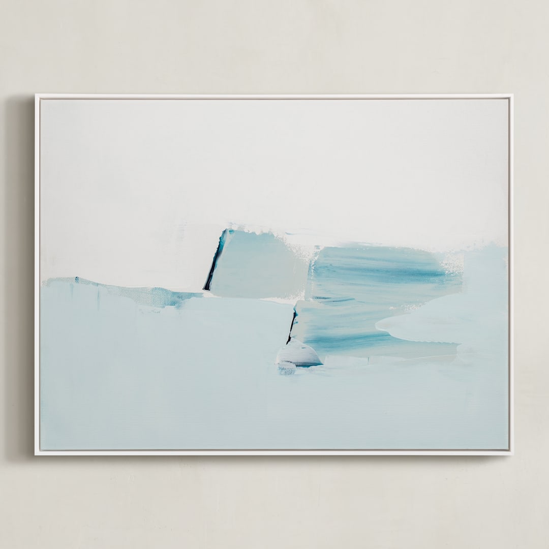 "Sea Spray Landscape" - Art Print in light blue by Caryn Owen - Framed Canvas