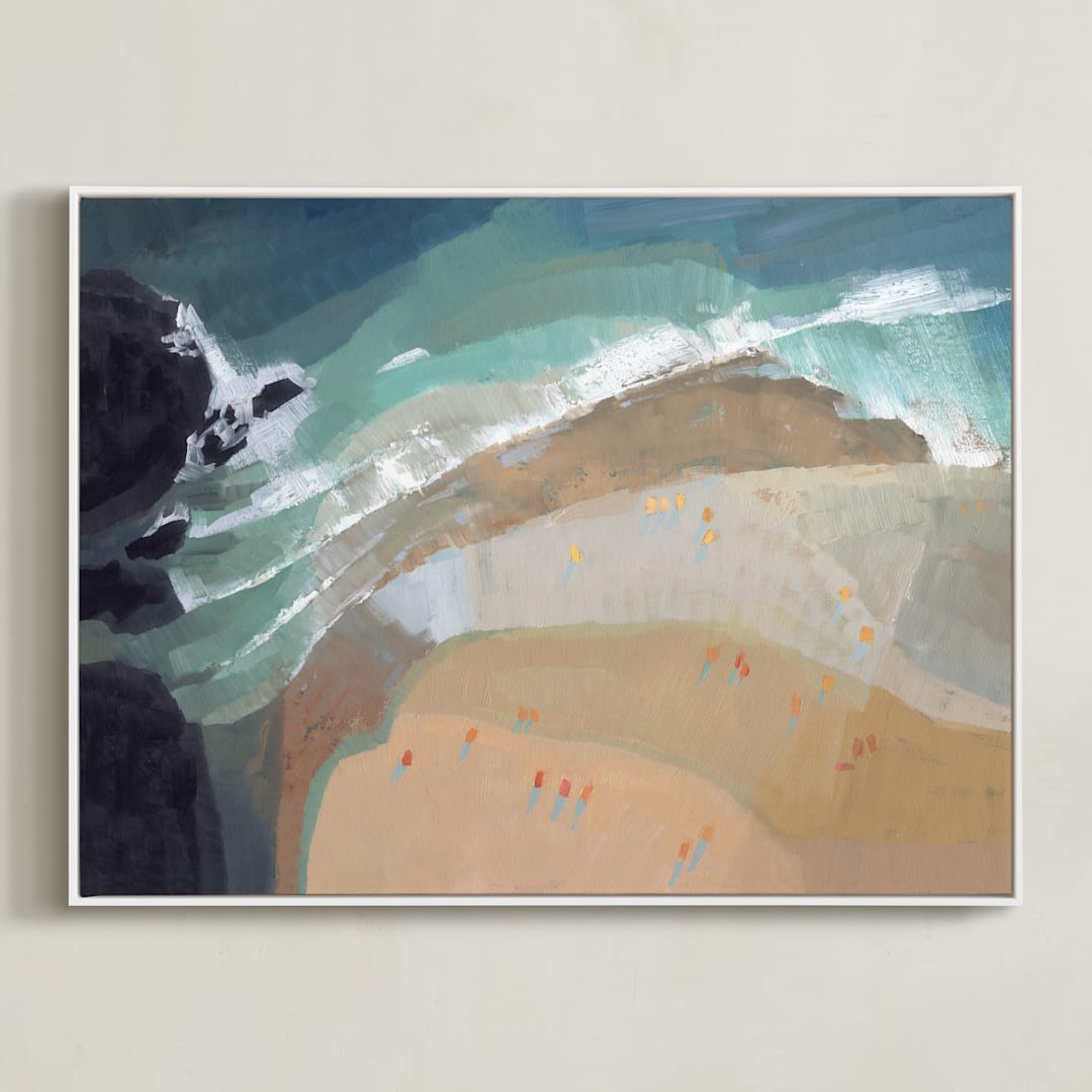 "What a Seagull Sees" - Art Print in Jade by Khara Ledonne - Framed Canvas