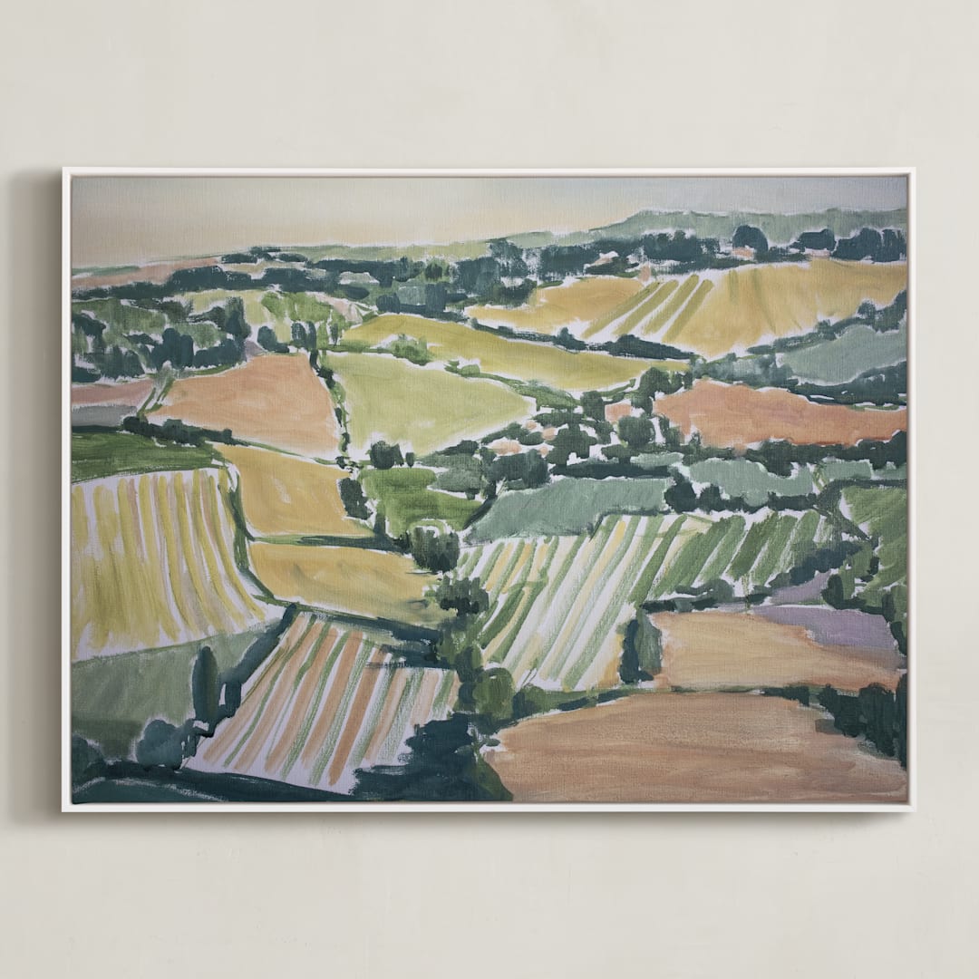 "Color Fields" - Art Print in Vineyard by Alysia Quisenberry - Framed Canvas