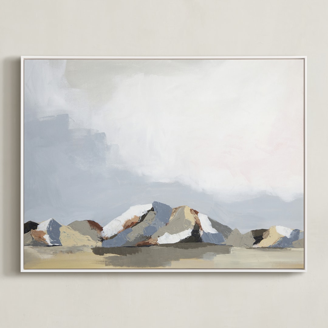 "Sundown in the Chisos" - Art Print in Ice Blue by Kati Ramer - Framed Canvas